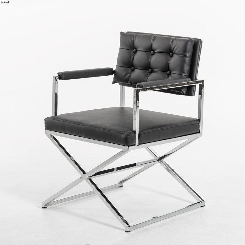 4047 Modern Black Leatherette Dining Armchair