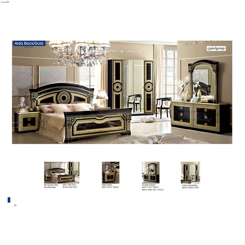 Aida Black with Gold Bedroom