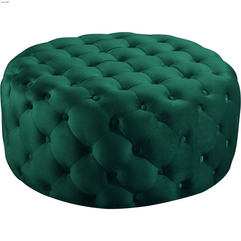 Addison Green Velvet Upholstered Tufted Ottoman/Be