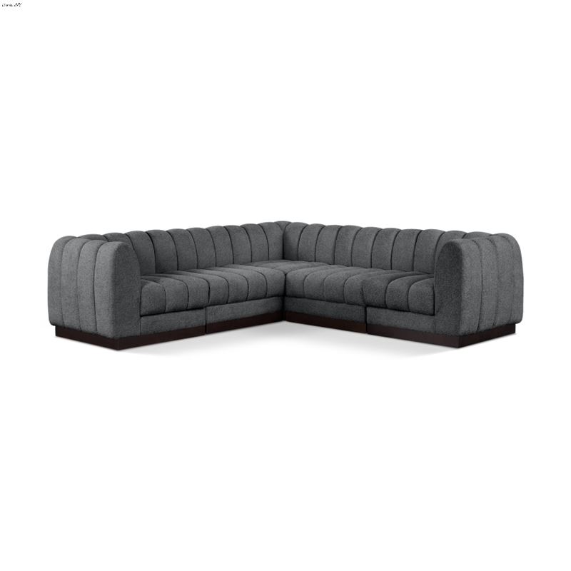 Quinn 101 inch 5pc Grey Chenille Fabric Sectional