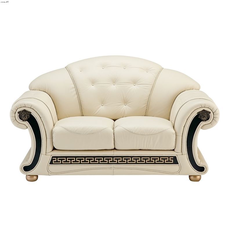 Apolo Tufted Ivory Leather Love Seat