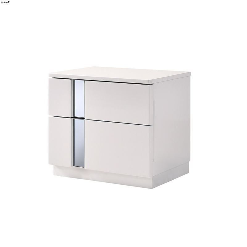 Palermo White Lacquer 2 Drawer Nightstand