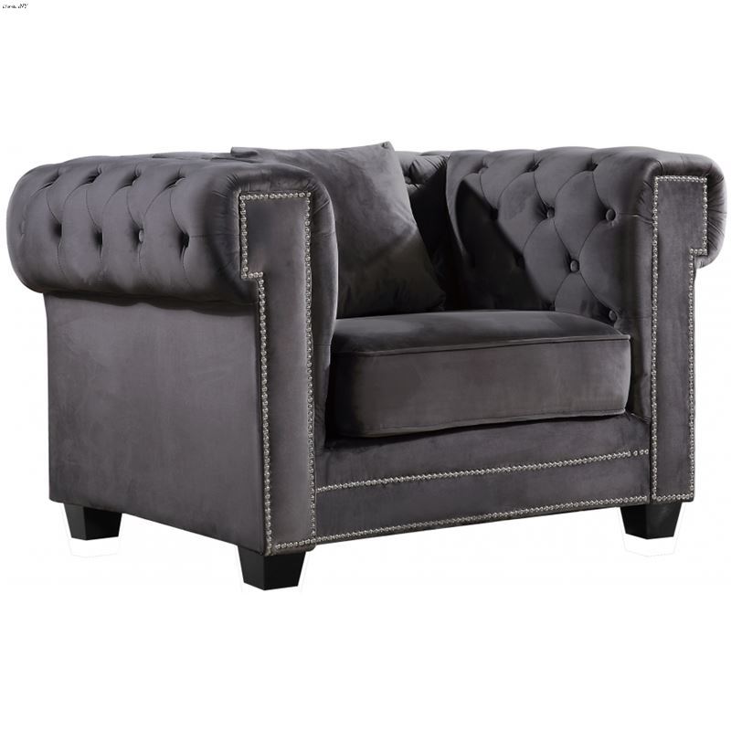 Bowery Grey Velvet Tufted Chair