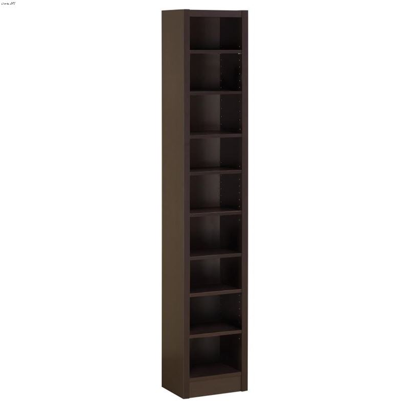 8 Shelf Compact Cappuccino Bookcase 800285 By Coas