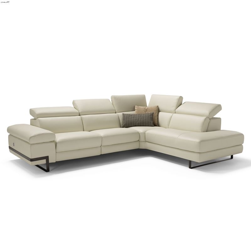 Ruben Ivory Italian Leather Sectional w/ Recliner
