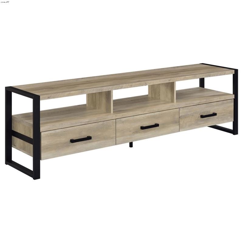 James Distressed Pine 71 inch 3 Drawer TV Stand 70