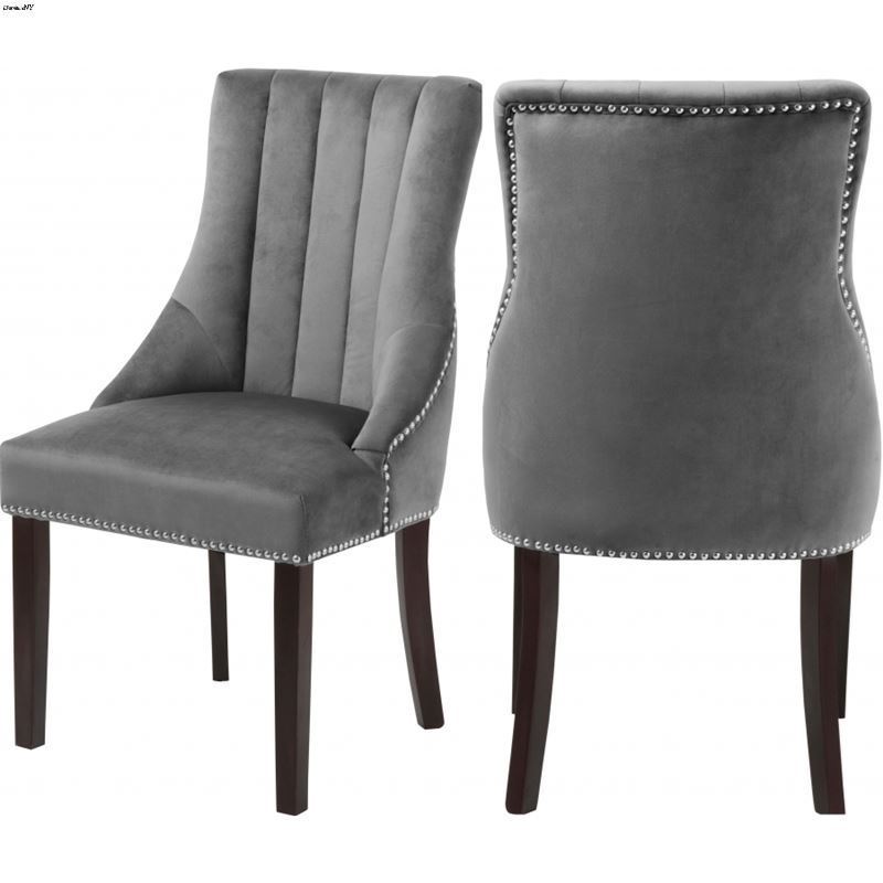 Oxford Grey Upholstered Tufted Velvet Dining Chair - Set of 2