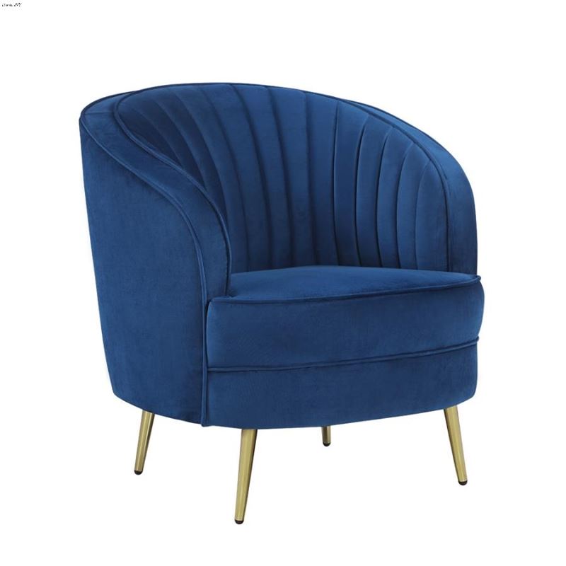 Sophia Blue Velvet Channel Tufted Chair 506863