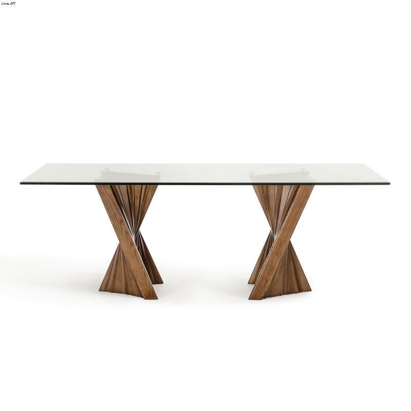 Modrest Corbin Modern Walnut and Glass Dining Tabl