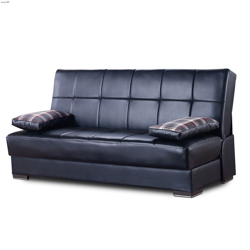 Soho Black Leatherette Convertible Sofa Bed with S