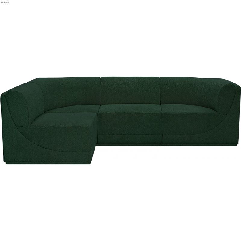 Ollie 98 inch Green Boucle Fabric Sectional