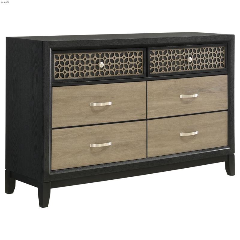 Valencia Black and Light Brown 6 Drawer Dresser 22