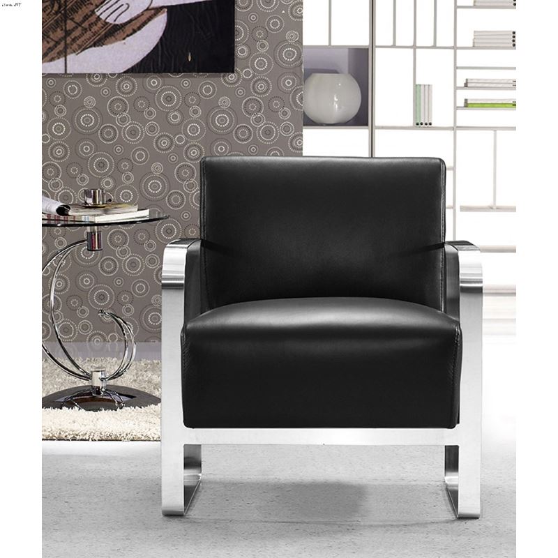 Brizo - Modern Black Leather Lounge Chair