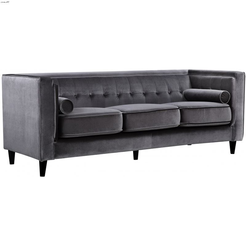 Taylor Grey Velvet Tufted Sofa