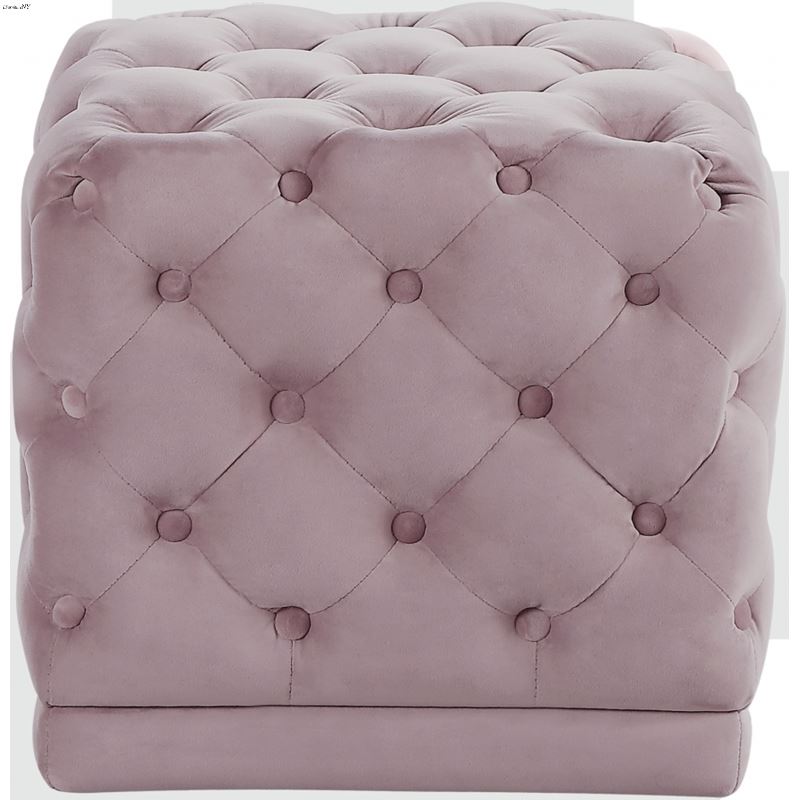 Stella Pink Velvet Upholstered Tufted Ottoman/Stoo