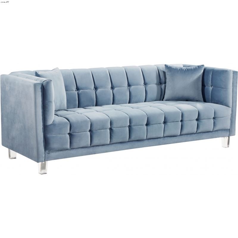 Mariel Sky Blue Velvet Tufted Sofa