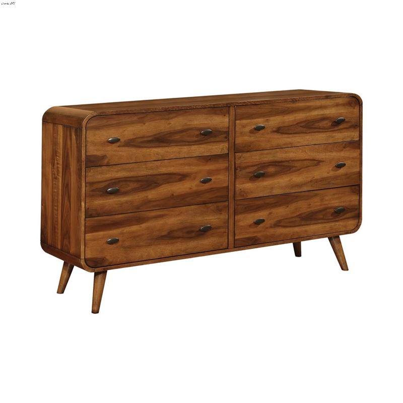 Robyn Dark Walnut 6 Drawer Mid-century Dresser 205