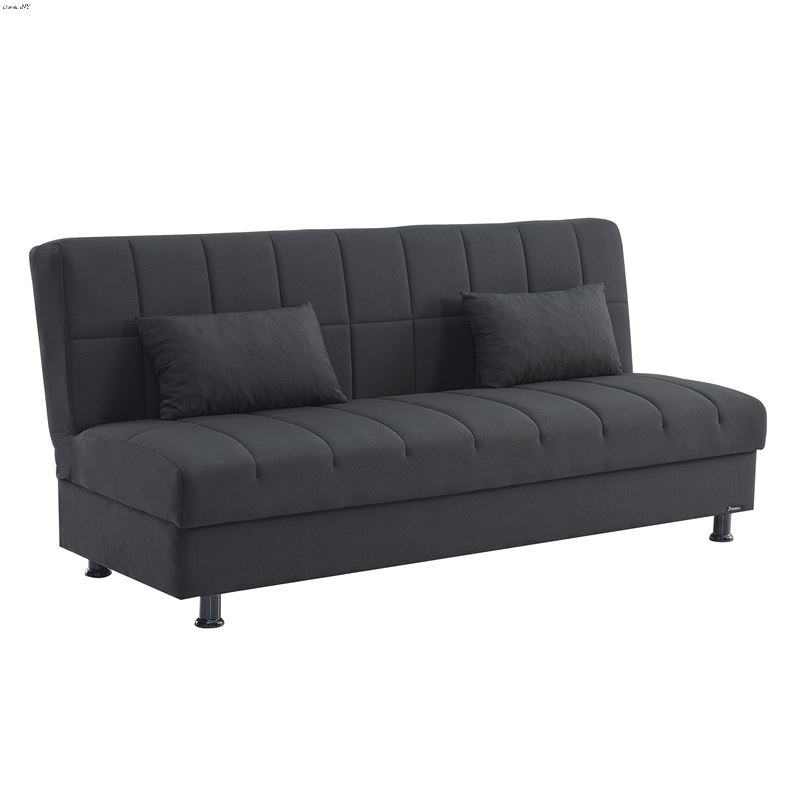 Sasta Black Convertible Sofa Bed with Storage