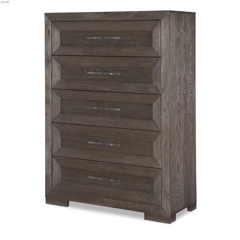 Facets 5 Drawer Chest in Mink with Silver Underton