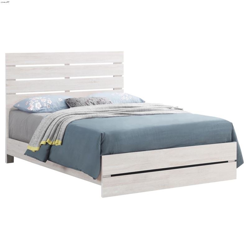 Marion Coastal White Wood Panel Bed 207051