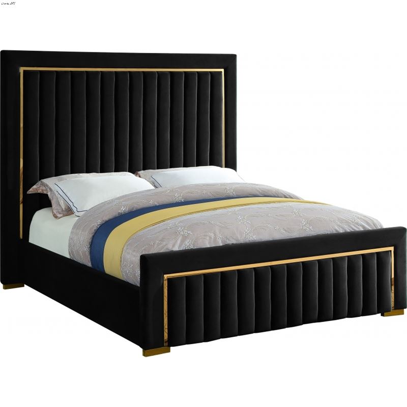 Dolce Black Velvet Upholstered Bed