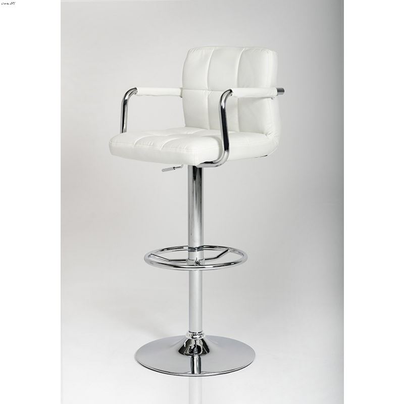 T-1177- White Eco-Leather Contemporary Barstool