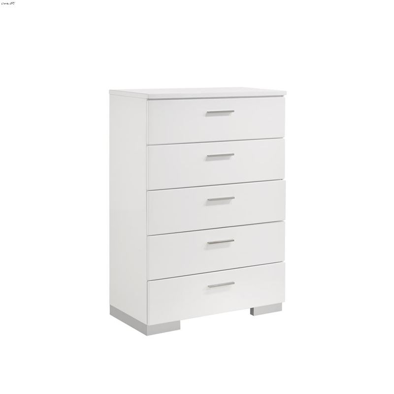 Felicity Glossy White 5 Drawer Chest 203505