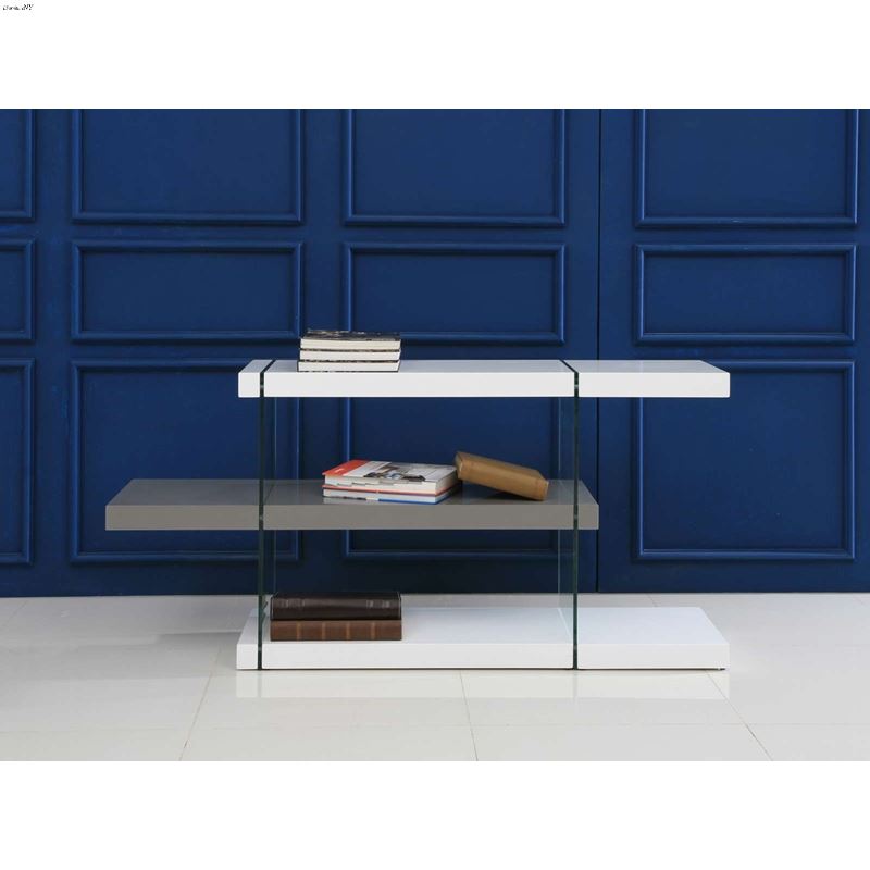 IL Vetro High Gloss White/Gray Lacquer Bookcase by