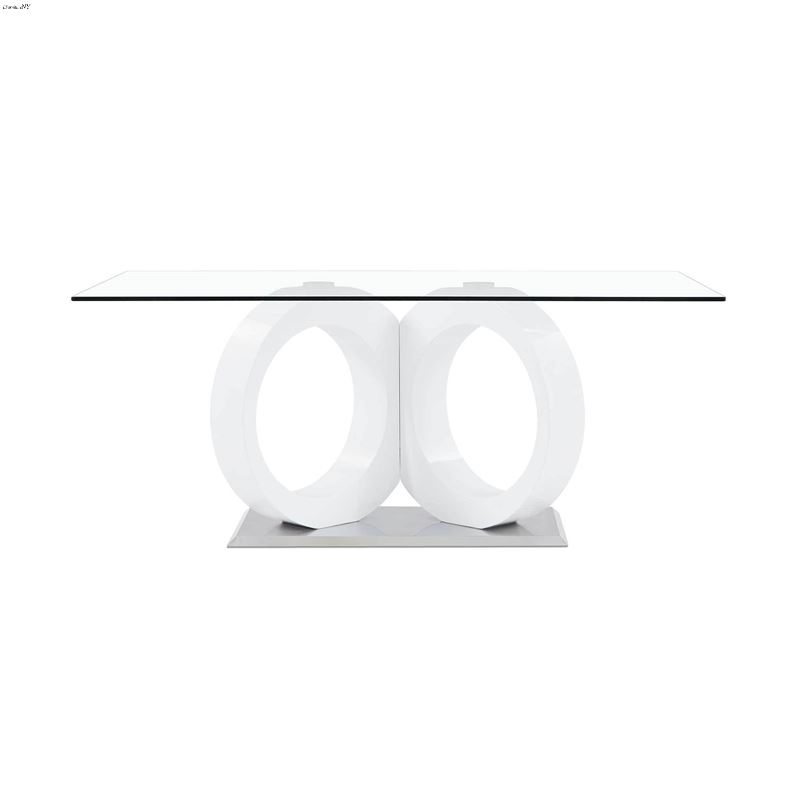Global Furniture White Glass Dining Table D9002DT