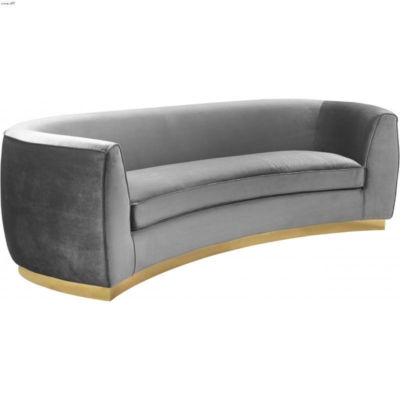 Julian Grey Velvet Gold Trim Sofa