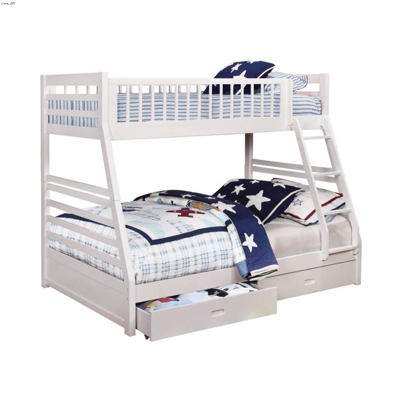 Ashton White Twin Over Full 2-Drawer Bunk Bed 4601