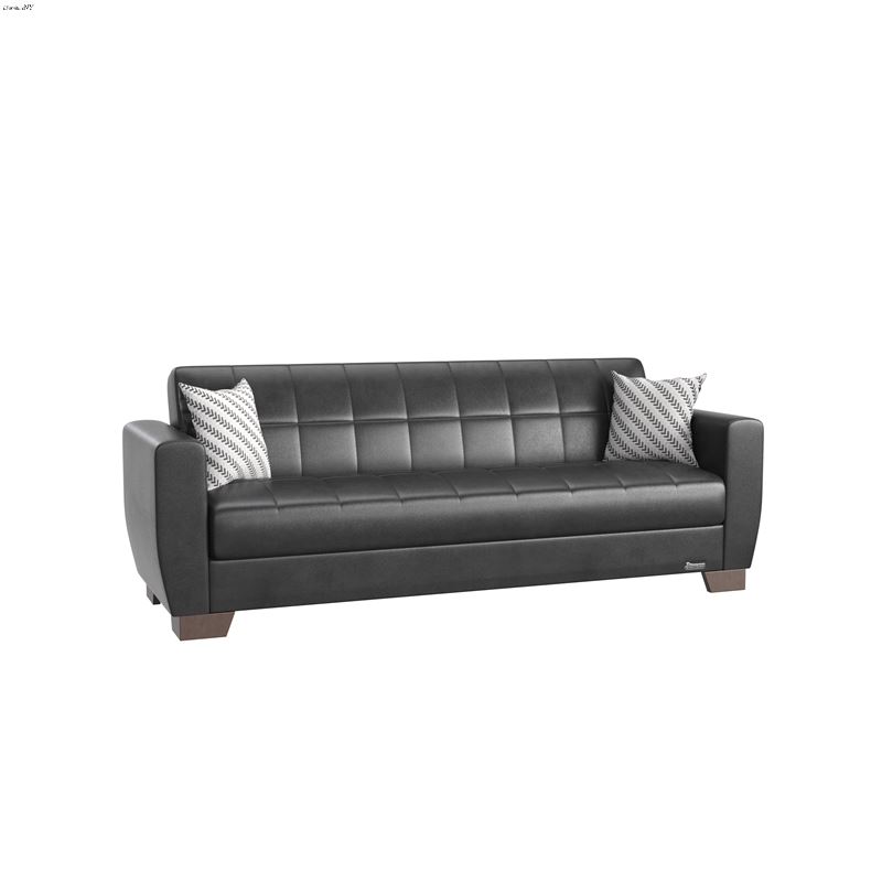 Barato Black Leatherette Convertible Sofa Bed with