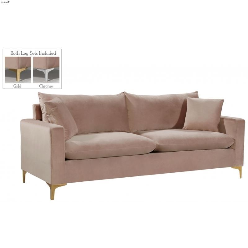 Naomi Pink Velvet Sofa