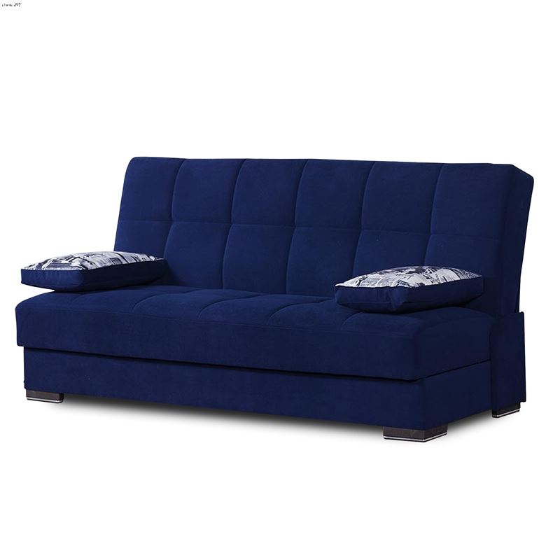 Soho Blue Upholstered Convertible Sofa Bed with St