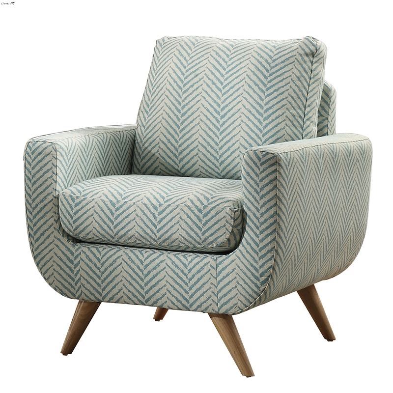 Deryn White And Teal Fabric Accent Chair 8327TL-1S