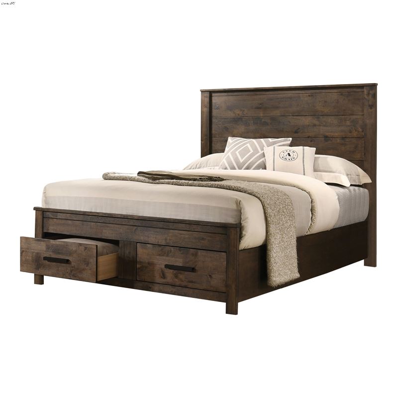 Woodmont Rustic Golden Brown King Storage Bed 2226