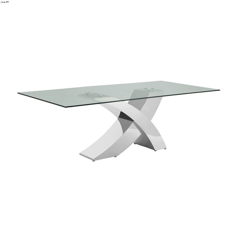 Geneve Chrome / Clear Glass Dining Table by Casabi