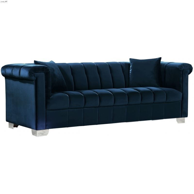 Kayla Navy Velvet Tufted Sofa