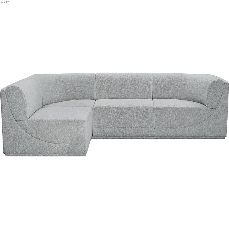 Ollie 98 inch Grey Boucle Fabric Sectional