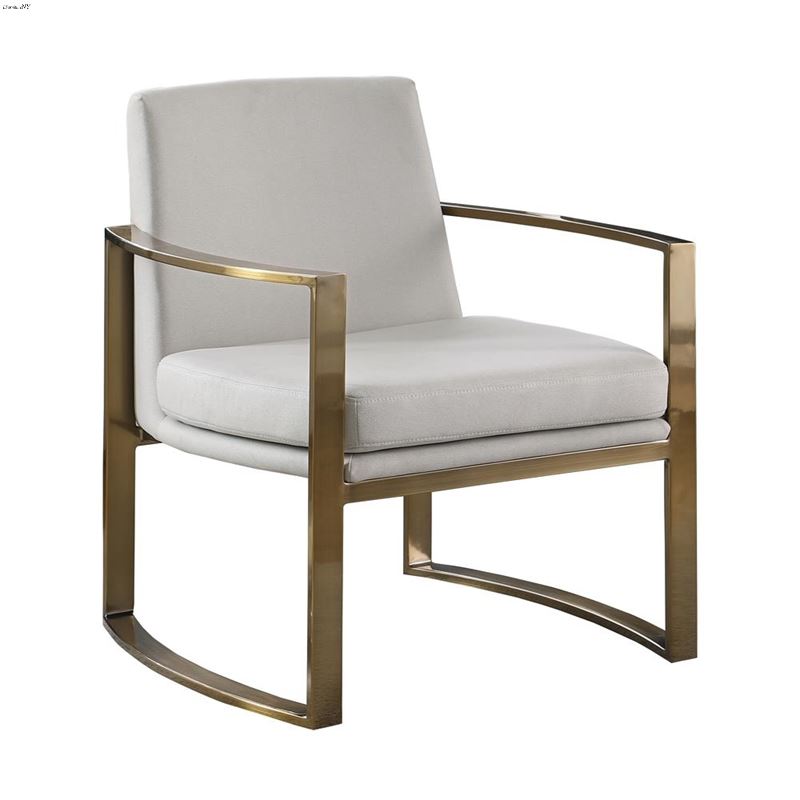 Cory Concave Cream and Gold Metal Arm Accent Chair