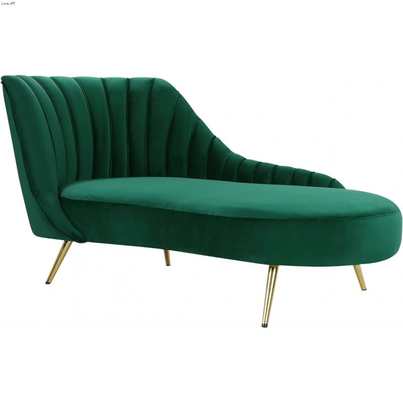 Margo Green Velvet Upholstered Tufted Chaise