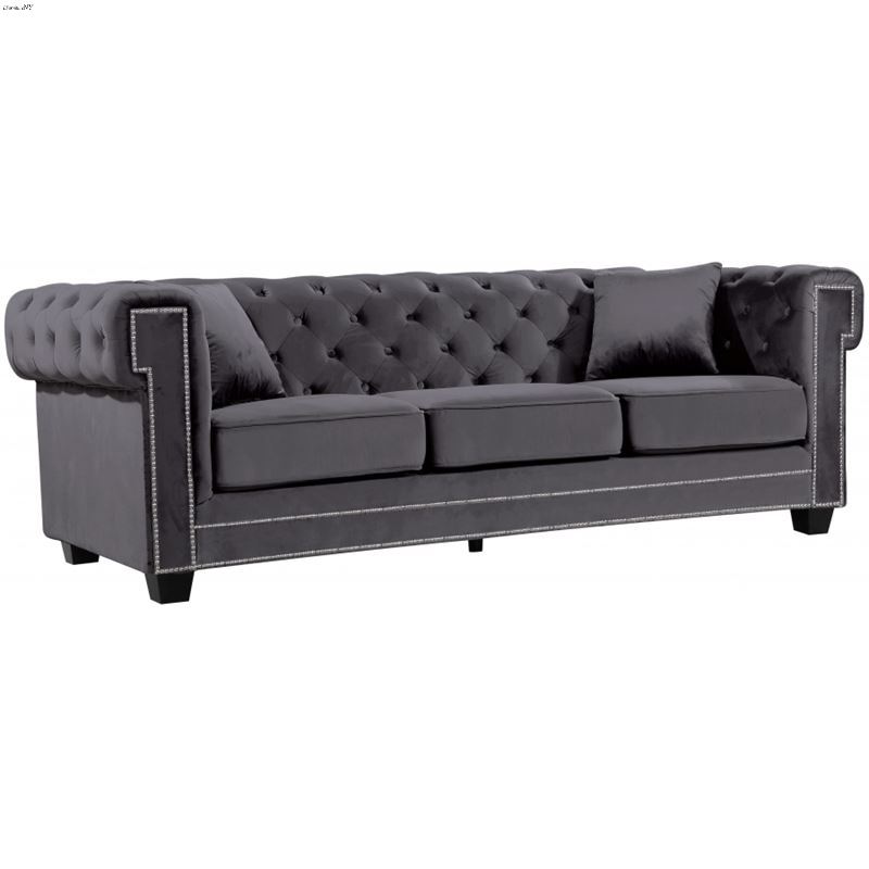 Bowery Grey Velvet Tufted Sofa