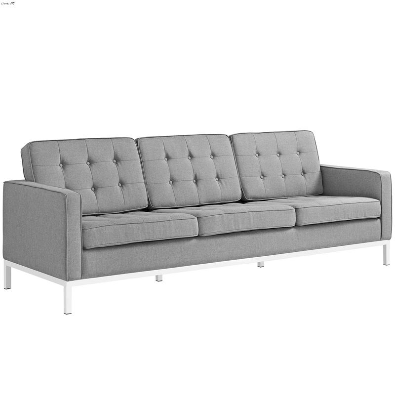 Loft Modern Light Grey Fabric Tufted Sofa