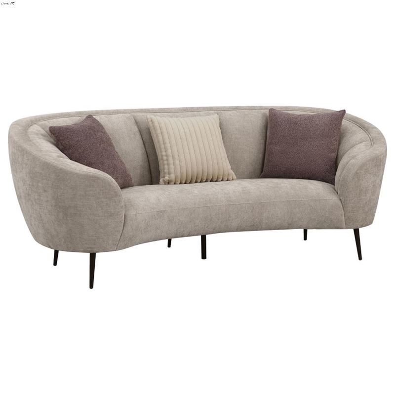 Ellorie Beige Channel Back Curved Sofa 504837