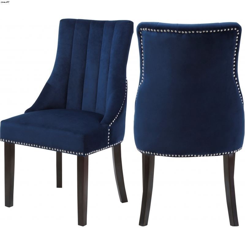 Oxford Navy Upholstered Tufted Velvet Dining Chair