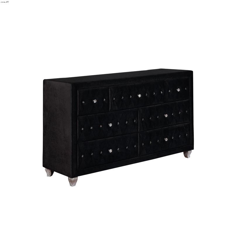 Deanna Black Velvet 7 Drawer Dresser 206103