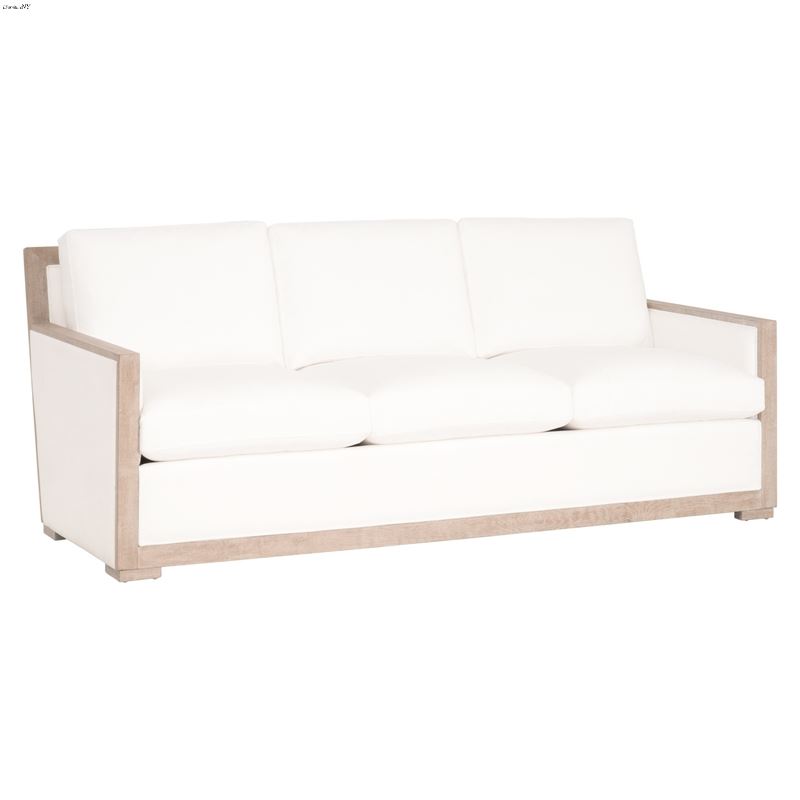 Manhattan White 85 Inch Wood Trim Sofa