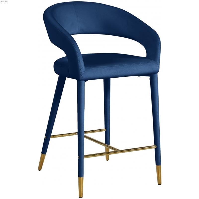 Destiny Navy Velvet Counter Stool