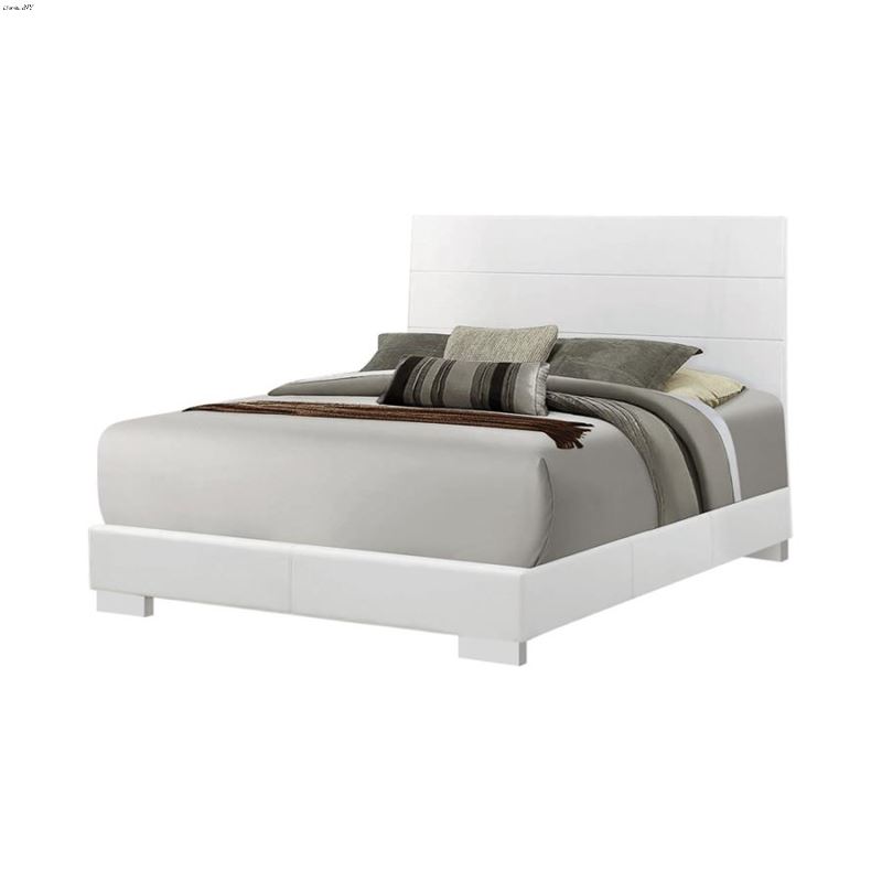 Felicity Glossy White Queen Panel Bed 203501Q