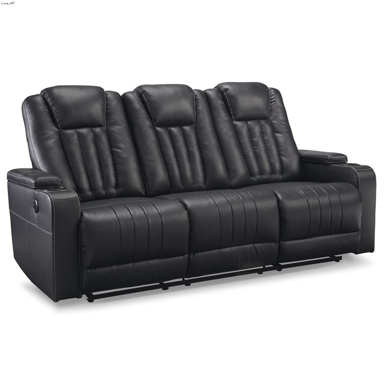 Center Point Black Leatherette Reclining Sofa with